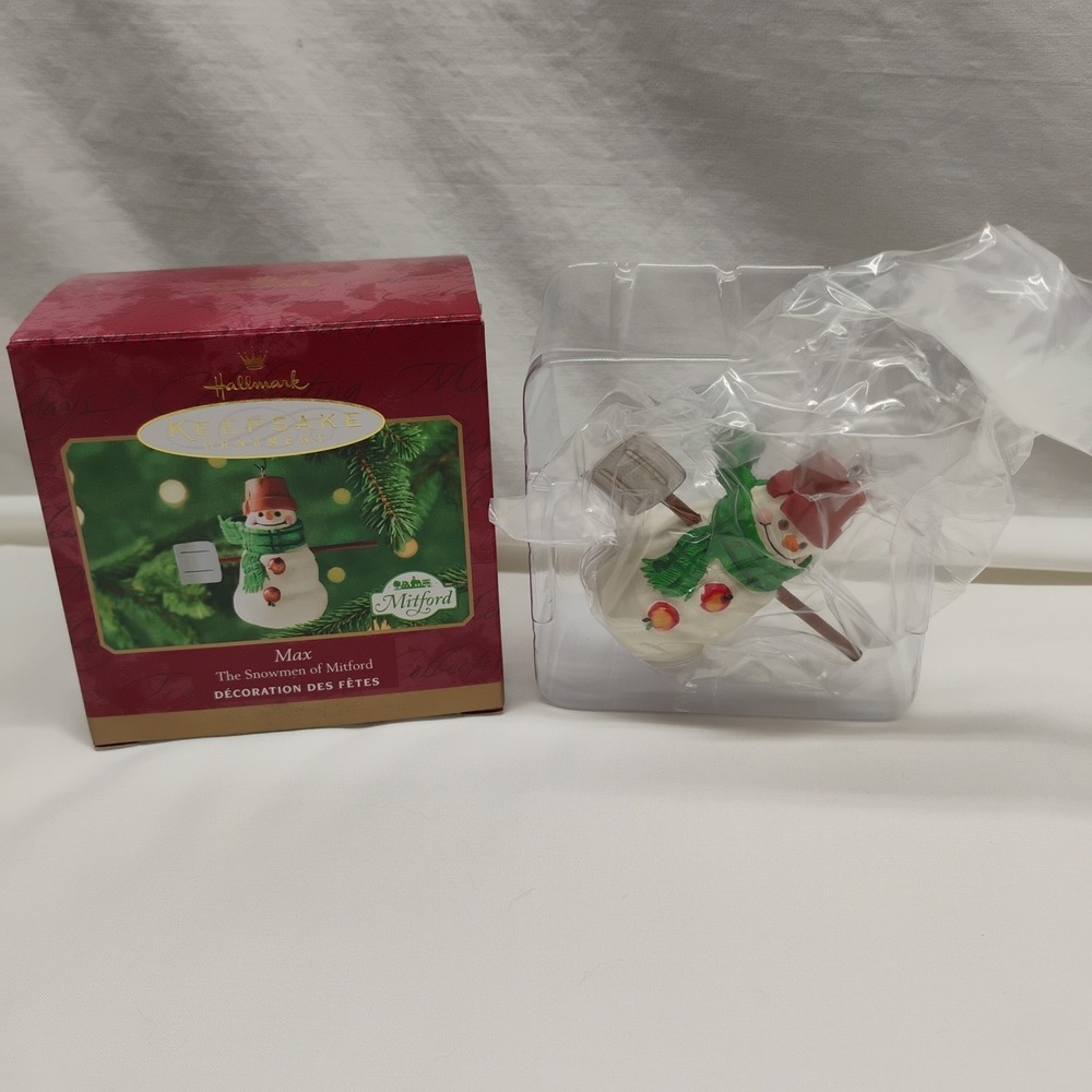 NIB Hallmark Keepsake  Tree Ornament MAX‎ The Snowmen of Mitford Series 2000 Vtg